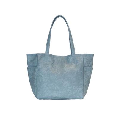 Bolsa Tote de Couro Sintético Amassado com Cabeças de Hélice 11-2119-BL