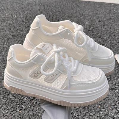 Thick-soled Versatile and High-white Shoes for Women's 2025 New Summer Breathable Sports Shoes for Women's Niche Lightweight Board Shoes