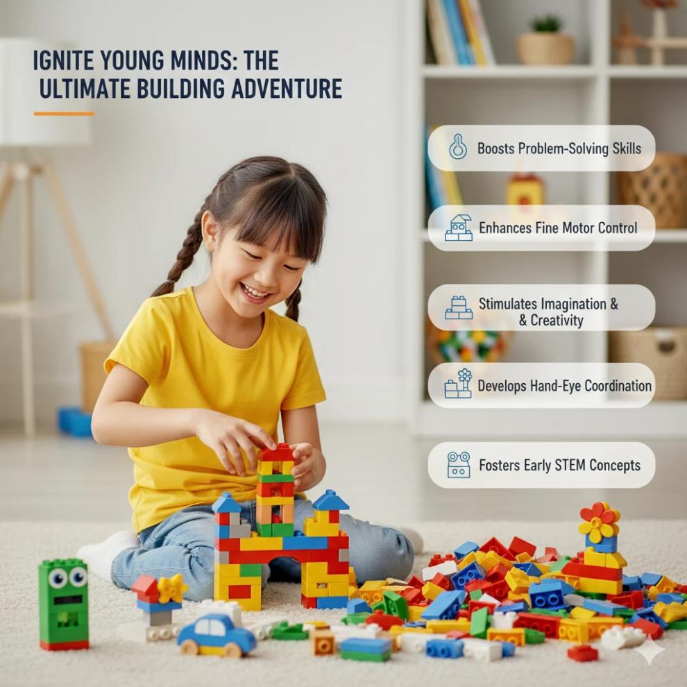 1000 Stück Sortiertes Bauklötze Steine Set