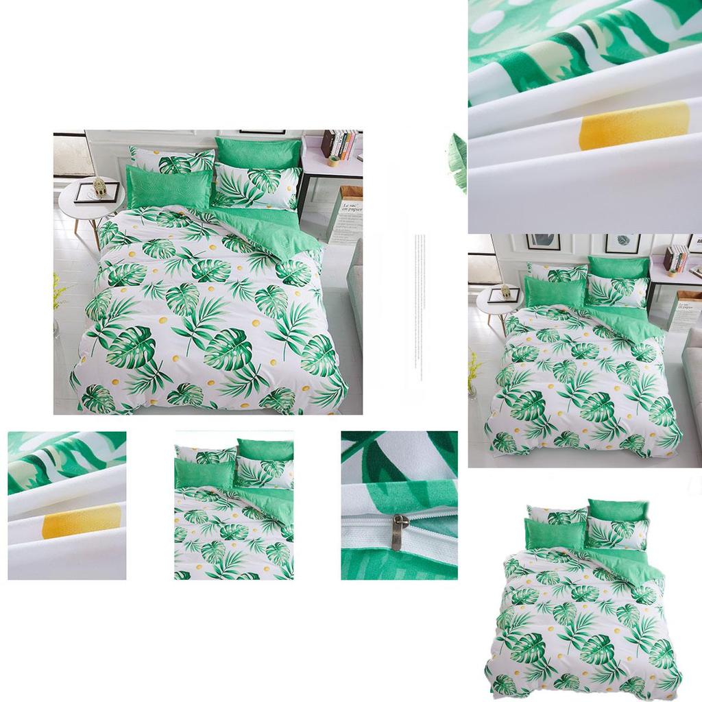 Elegant Green Tropical Leaf Quilt Cover Doona Cover Duvet Cover Bedding Set Single Double King