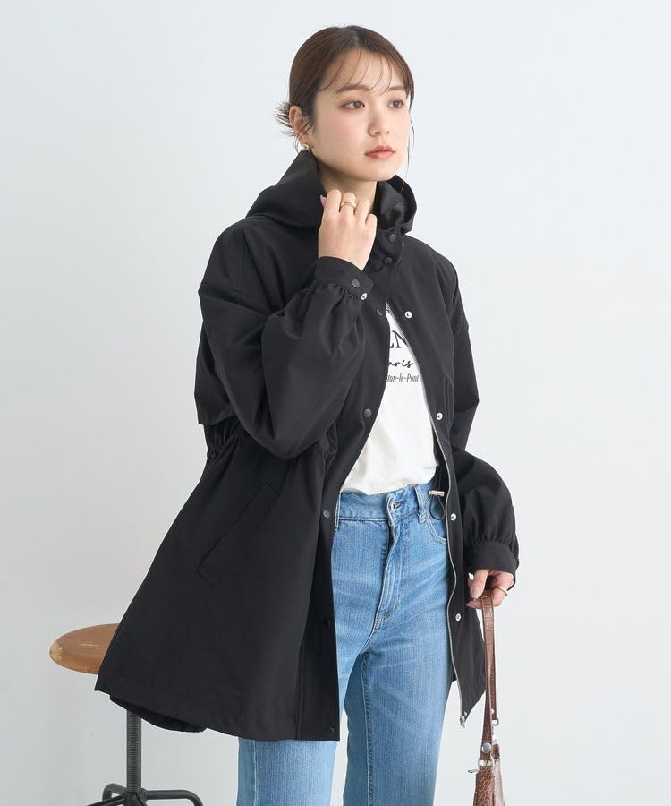 Music Drawstring Black [Earth & Ecology] Outerwear, Mid-Length Hoodie, Women's,