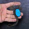 Natural Tibetan Turquoise Handmade Copper Wirewrap Dragon Pendant 4.53" S0Y20