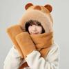 Conjunto de Chapéu-Cachecol-Luvas de Pelúcia Panda para Mulheres: Cachecol Aconchegante de Outono/Inverno com Capuz.