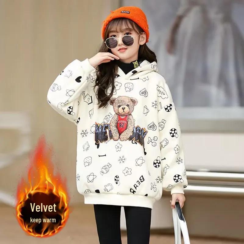 

Стильное бархатное худи для детей - Плотное, универсальное с длинным рукавом для осени, дизайн в корейском стиле 140 cm