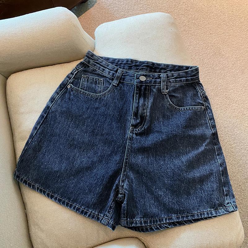 Korean Style High-Waisted Denim Shorts for Women - Summer 2025 Slimming Casual Fit Small