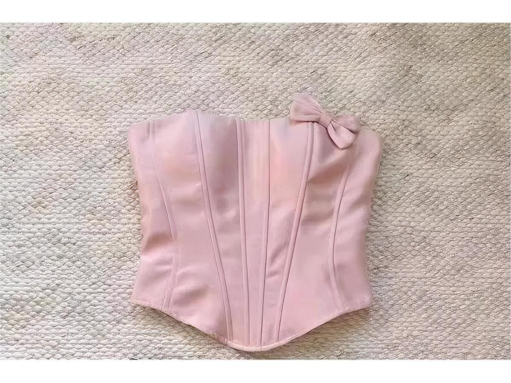 Pink Summer Spicy Girl Bandeau Top & Skirt Set - Chic, Versatile Women's Clothing Trend