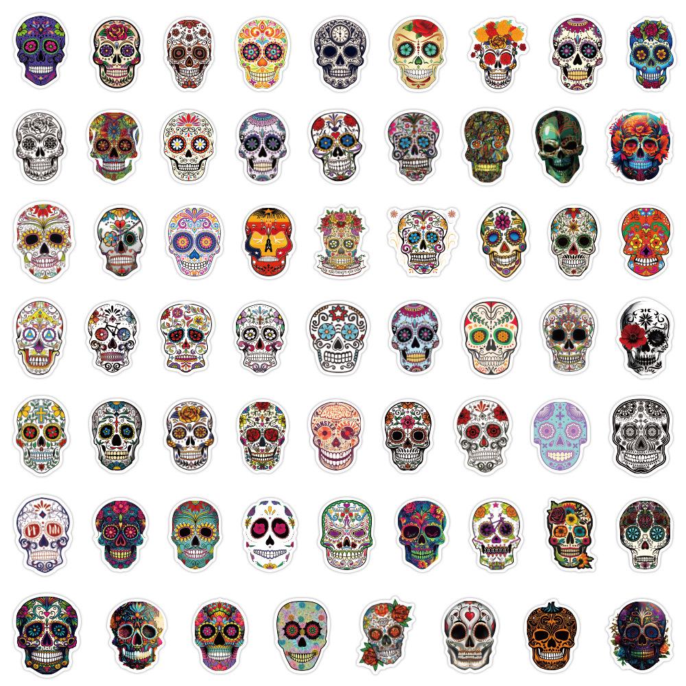 60-Day of the Dead Skull Graffiti Stickers: Waterproof Decals for Planners, Bottles, and Computers