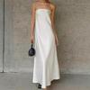 French Summer Sexy Tube Top Champagne High Waist Dress European and American Fashion Women's Long Dress