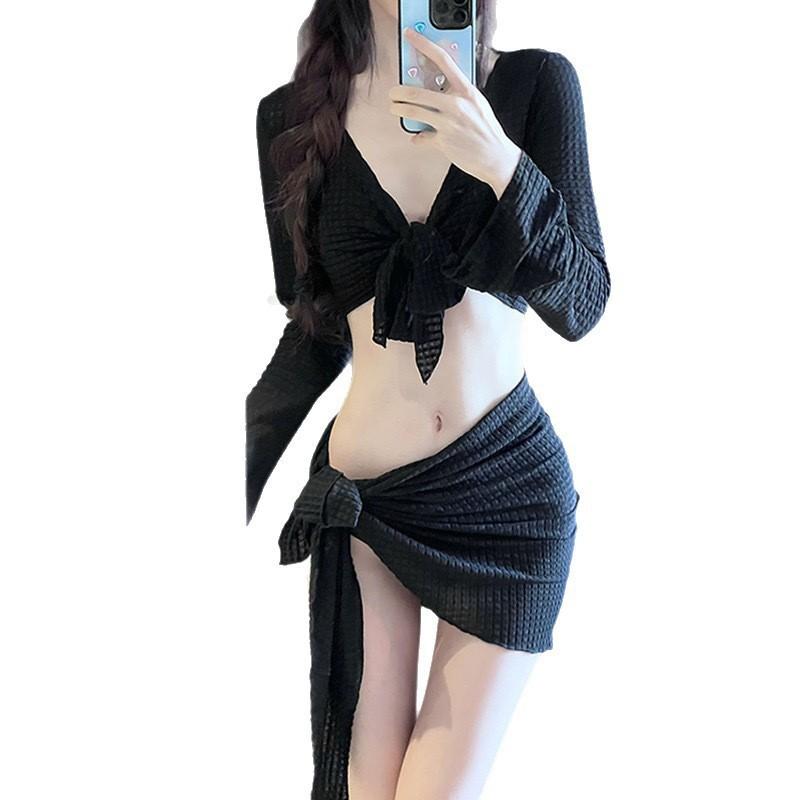 Weißer Mondschein Bikini Getrennt Vier-teilig Koreanisch Sexy Internet-Berühmtheit Urlaubs-Badeanzug Damen