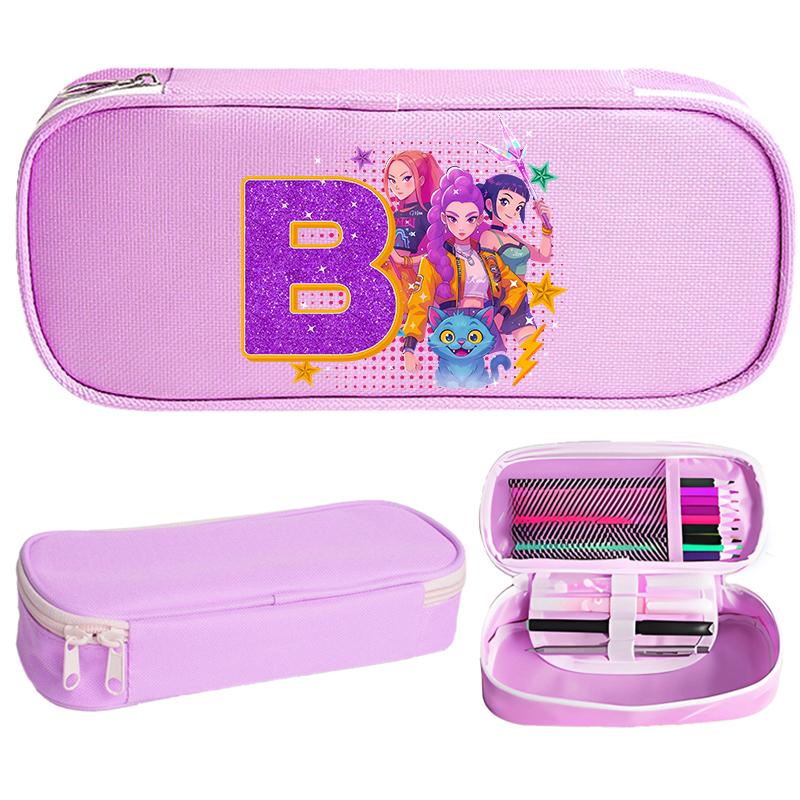 Kpop Demon Hunter Children Pencil Box Cartoon letter Student School Supplies Stationery Kids Penbag Pencilcase Kawaii Boys Gift