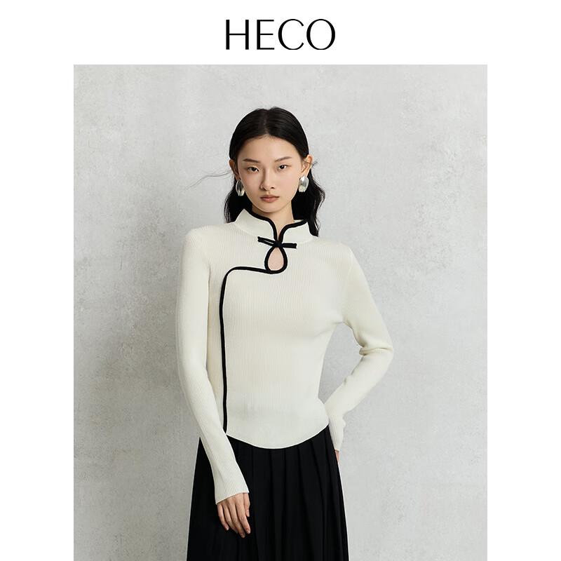 

HECO Топ вязаный с вырезами, воротник чонсам в новом китайском стиле L