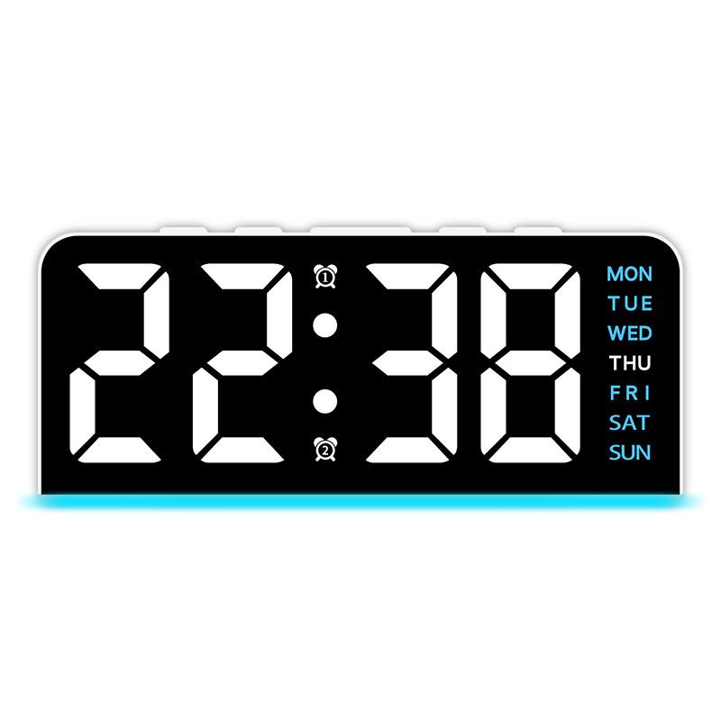 LED multi-functional digital clock with three adjustable brightness levels, mood light temperature display, digital alarm clock
