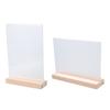 2Pcs Clear Acrylic Poster Display Stand with Wood Base Vertical Sign Holder Counter Acrylic Sign Holder for Cafe Bakery