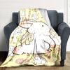 1pc Rabbit Flowers Blanket Lightweight Flannel Throw for Sofa Bed Travel Camping Livingroom Office Couch Chair