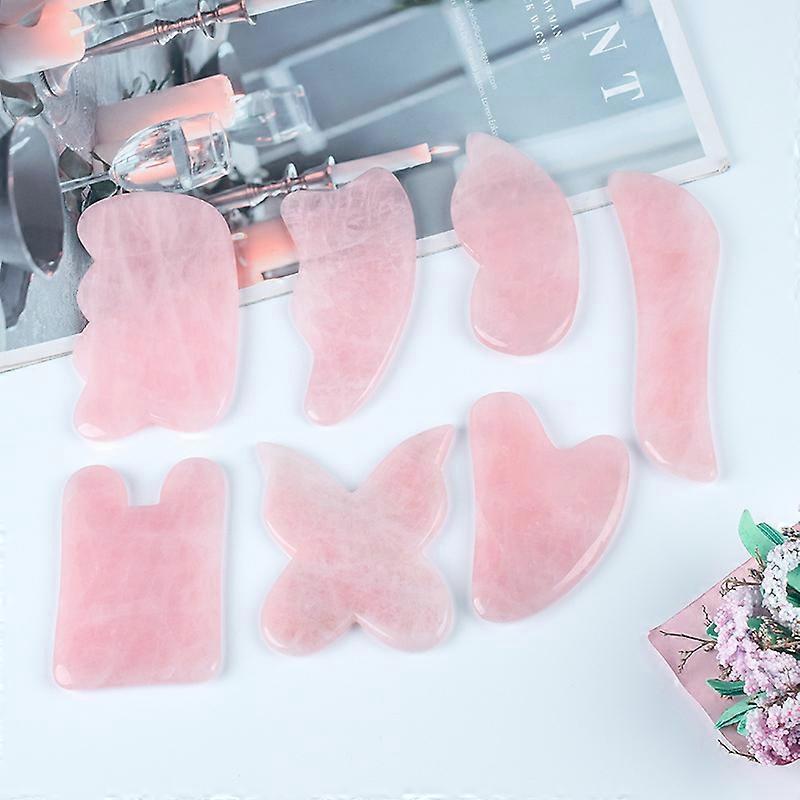 (Butterfly Shape)Rose Quartz Jade Roller Real Jade Gua Sha Board Mushroom Massager Face Lifting Tool Facial Guasha Massage tool