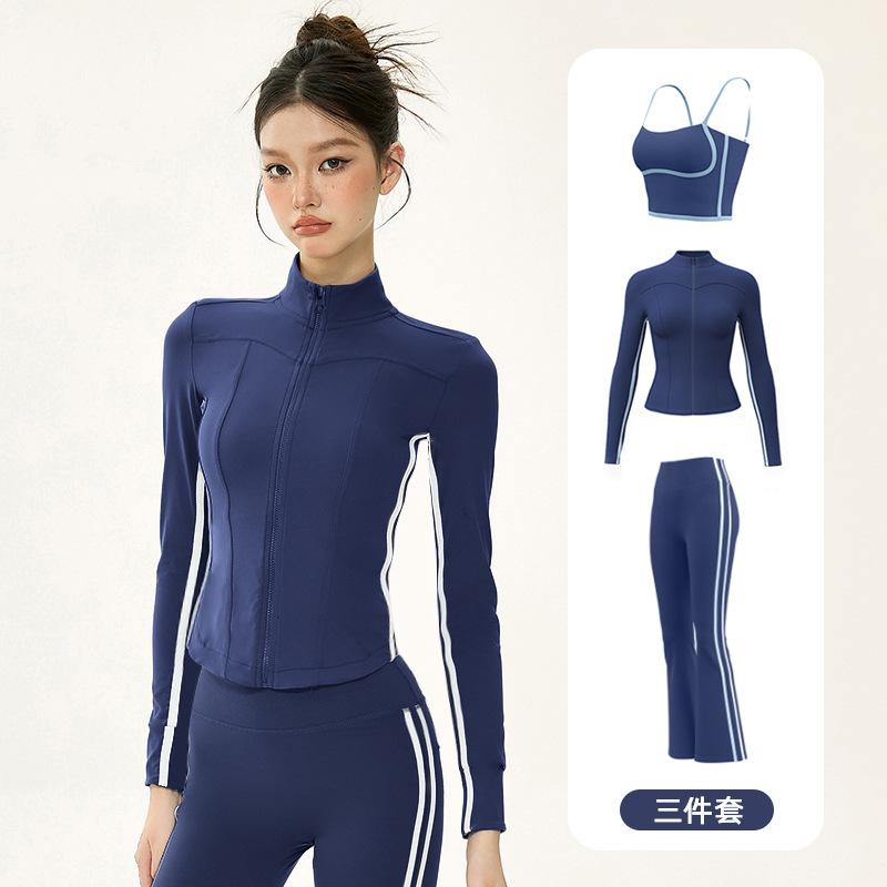 Yoga Suit Women's Spring Sports Top Slim and Thin Stand-up Collar Zipper Long Sleeve Running Training Fitness Jacket