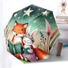 Animals Reading Themed Folding Umbrella Fashion Auto-Open 8 Iron Ribs Plastic Handle Foldable Sunshade Perfect Christmas Gifts