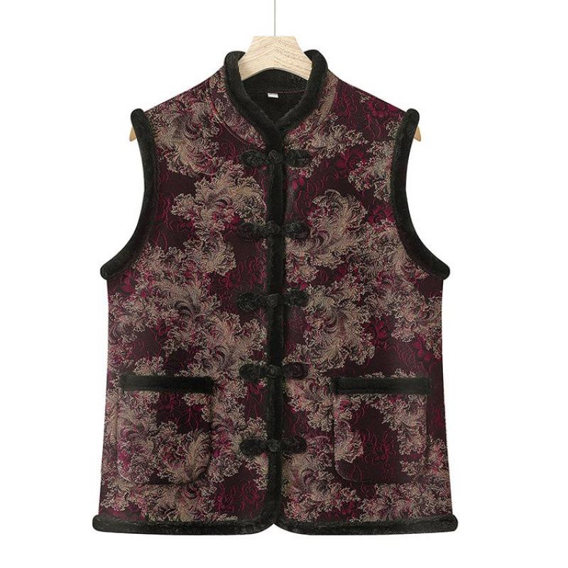 Chinese Vest Warm Autumn and Winter Velvet Thickened Vest Vest Old Lady Coat Winter