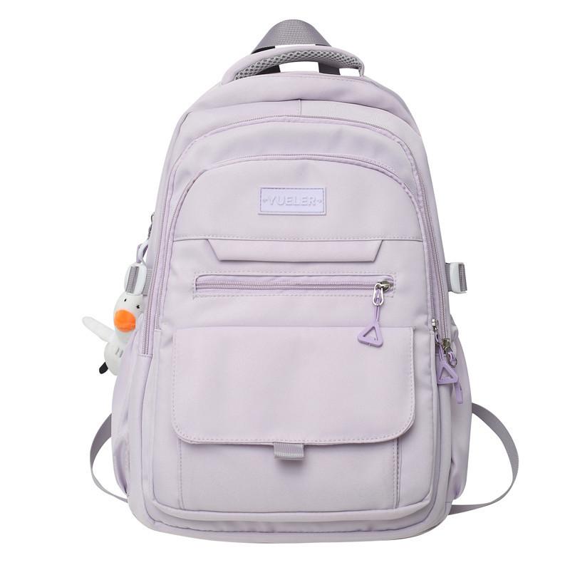 

Summer New Solid Color Large Capacity Letter Backpack Street Trend Student Fresh Outdoor Double Shoulder Backpack фиолетовый