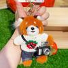 Cartoon Red Panda Plush Keychain Stuffed Red Panda Wearing Sweater Bag Charm with Mini Camera for Backpack Handbag Car Key Accessories