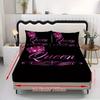 1pc Fitted Sheet Set Black Pink Queen Crown 3D Print 100% Polyester Cover Breathable Bedding Set Home Decor without Pillowcases