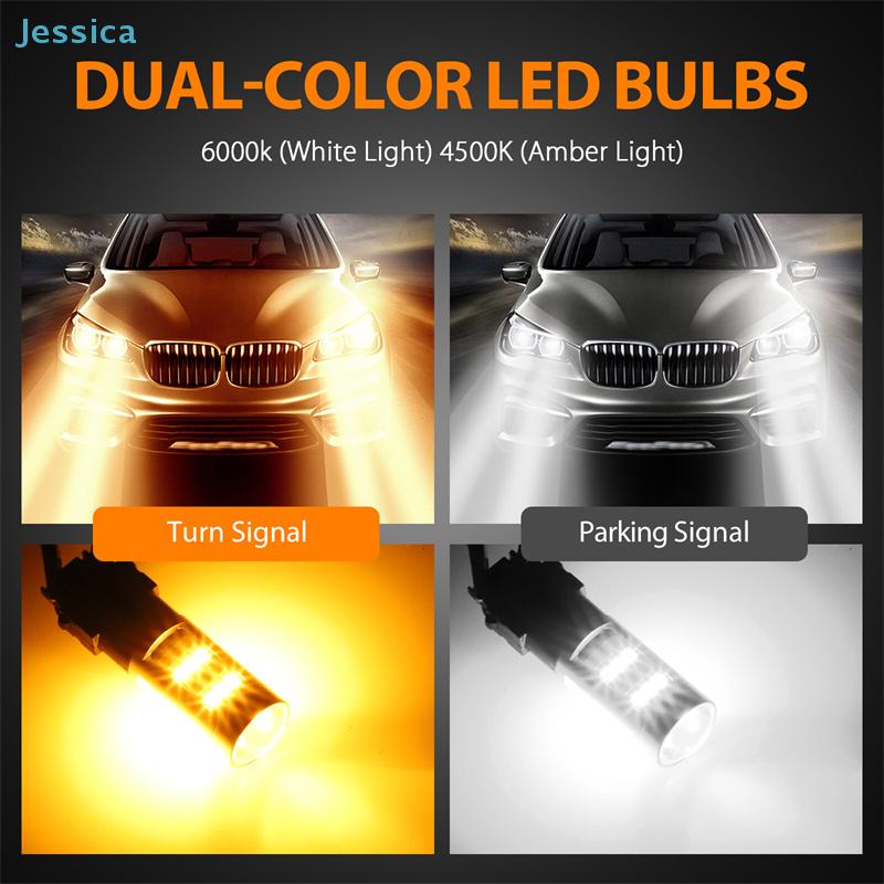 4PCS 3157 LED Switchback Bulbs - Amber/White Turn Signal & DRL Light Replacement