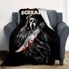 1PC Ghostface Scream Outdoor Flannel Throw Blanket - HD Printed Lightweight Soft Warm All-Season Blanket for Sofa, Bed, Travel, Camping 037