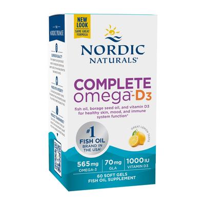 Complete Omega-D3 565 Mg EPA 270/ DHA 180 +70 Mg GLA +1000 IU D3 Lemon Taste, 60 Softgels