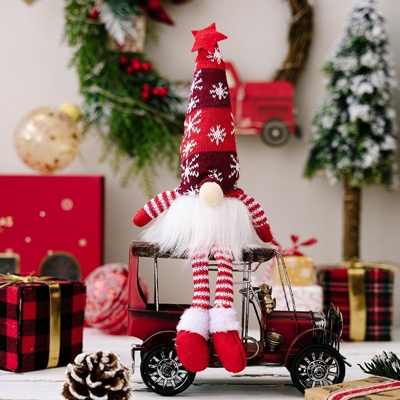 2025 Christmas Faceless Doll Gnome Ornaments LED Light Plush Knitting Crafts Tree Pendant Christmas Decorations Home Kids Gift