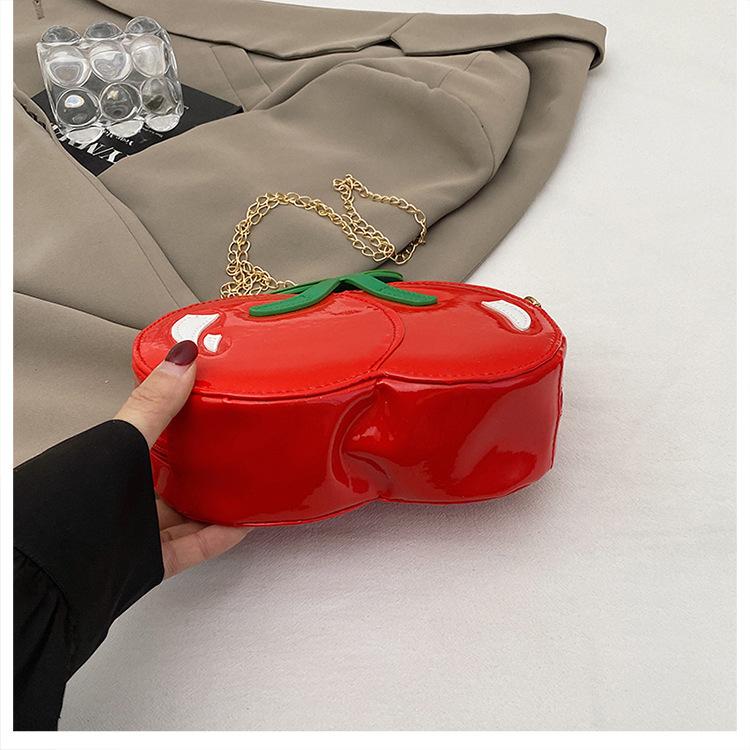 Tooxika Ladies New Red Crossbody Chain Bag, Cherry Shape Bag