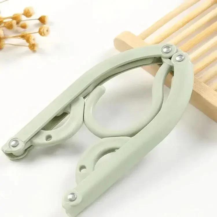 Folding Hanger Set With Clip for Clothes Drying Folding Hanger Rack Travel Folding Telescopic Portable Clothes Drying Rack