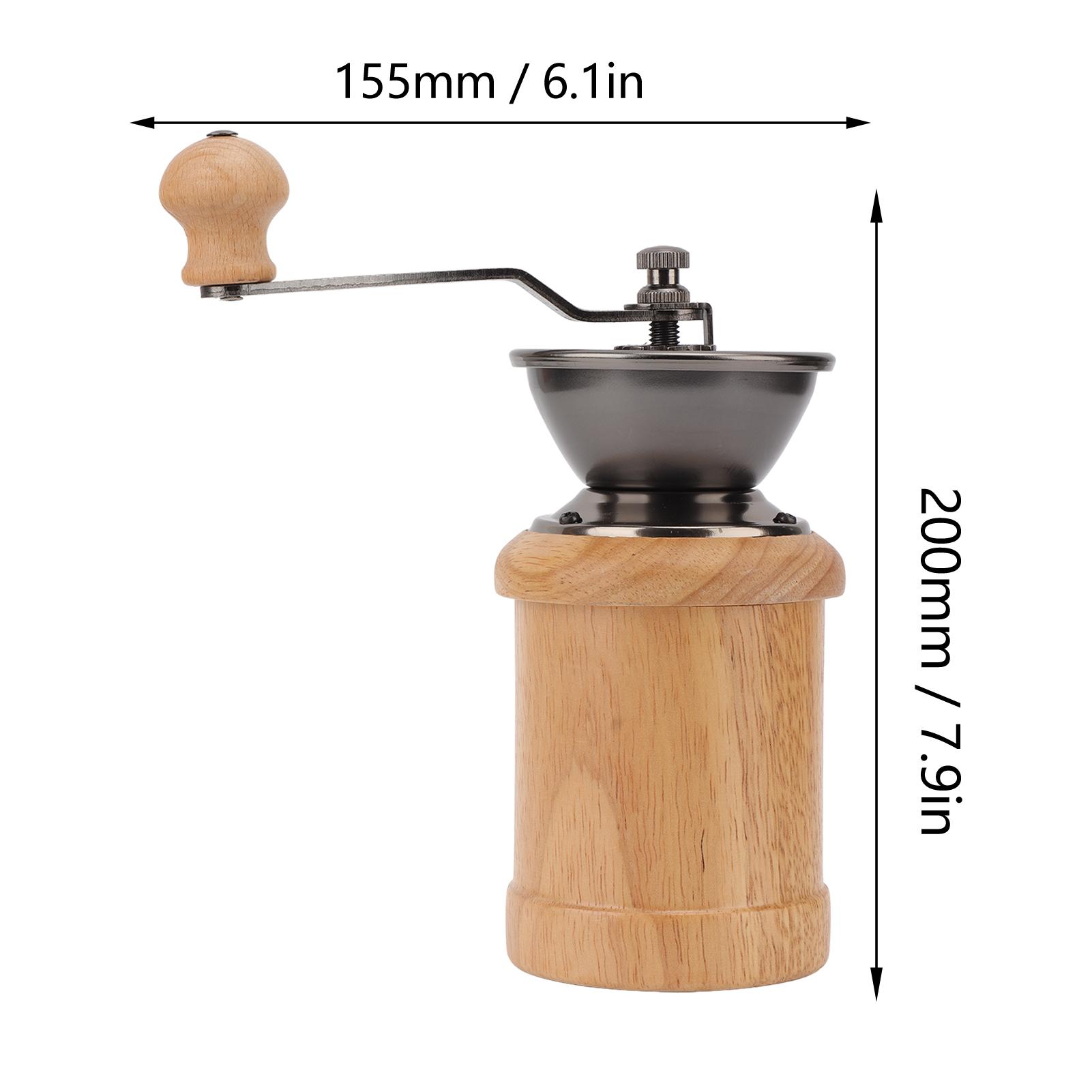 Coffee Grinder Manual Oak Stainless Steel Retro Ergonomic Crank Handle Conical Grinding   Portable Coffee Bean Grinder