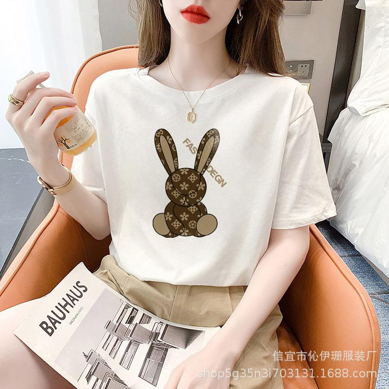 Cotton White Short Sleeve T-shirt Women's Summer Fashion Brand Loose T-shirt Top
