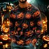 Men's Casual Halloween Print Neck Long Sleeve T-Shirt Lightweight for Daily Wear