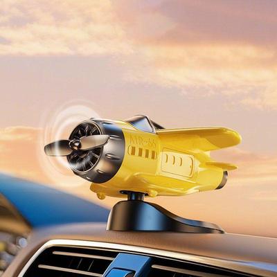 Solar-Powered Rotating Airplane Car Dashboard Ornament 360° Auto-Rotating Decorative Aircraft Accessory for Vehicle Interior