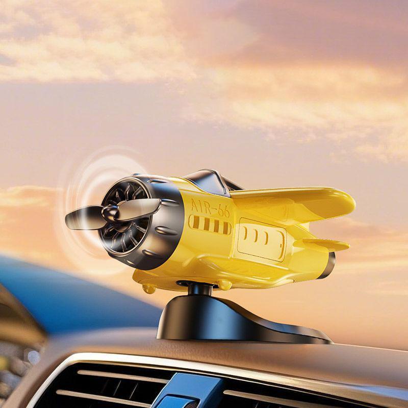 Solar-Powered Rotating Airplane Car Dashboard Ornament 360° Auto-Rotating Decorative Aircraft Accessory for Vehicle Interior