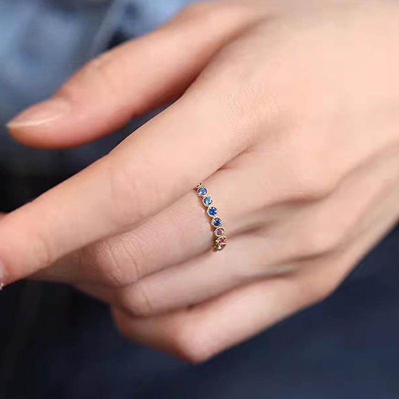 CopperColorful Rainbow Cubic Zircon Promise Rings for Women Gold Color Luxury Trendy Wedding Accessories