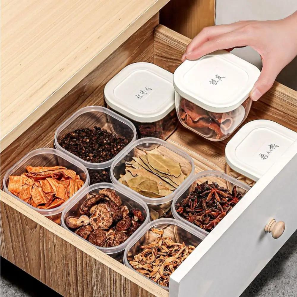 New Transparent Refrigerator Storage Box Dustproof Multifunction Spice Storage Box with Lid Seal Box Kitchen Supplies