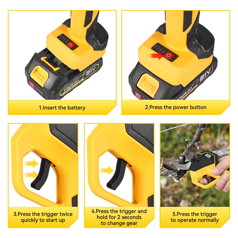 MELLWIN 2IN1 Brushless Electric Pole Pruner Shear With 180CM Telescoping Pole Garden Pruner Shear Tool For Makita 18VBattery Pin