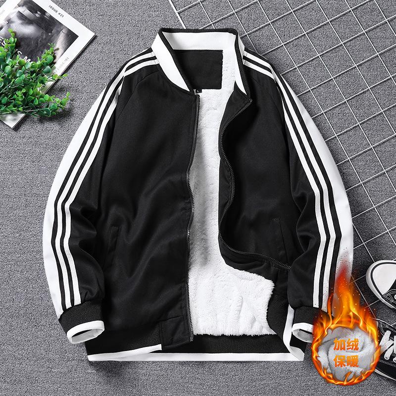 

Fleece thickened jacket men s trend loose jacket Hong Kong style casual cotton clothes large size M чорний