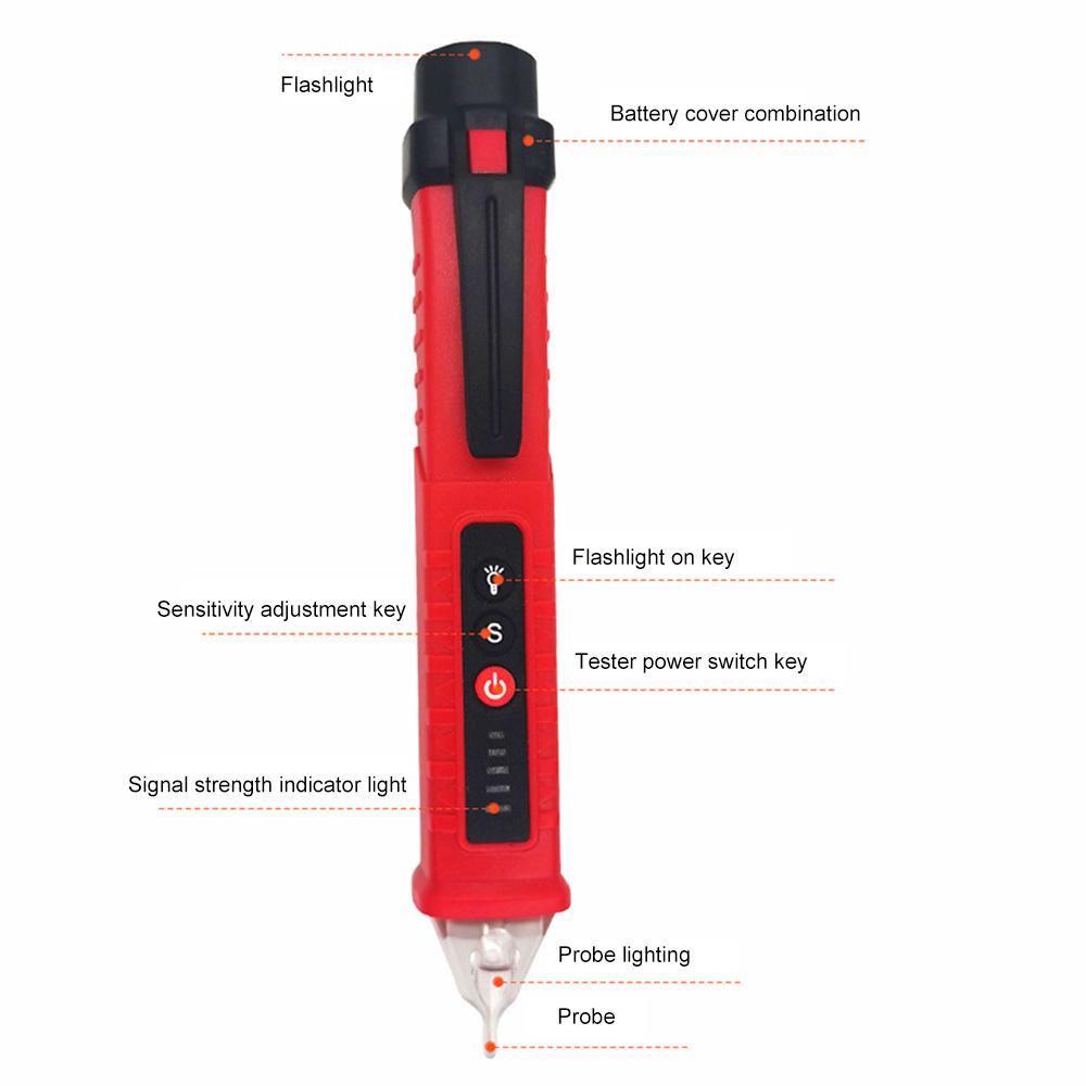 Voltage Tester Battery Indicator Voltmeter Pen AC 12-1000V With LED Alarm Sensor Portable Professional LEDs Electrical Tools