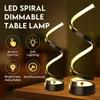 Modern Simple LED Spiral Dimmable Table Lamp Soft Light Adjustable Arm Bedroom Bedside Lamp Multifunction Brightness Adjustable