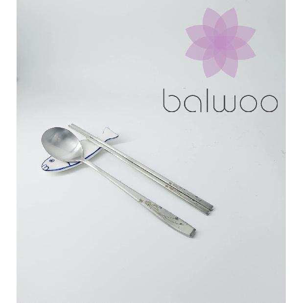 Korean Flat Chopsticks [5 Sets][Made in Korea] 304 Premium Stainless Steel Mukbang Utensil Cutlery Silverware Metal Chopsticks (Orchid Painting)