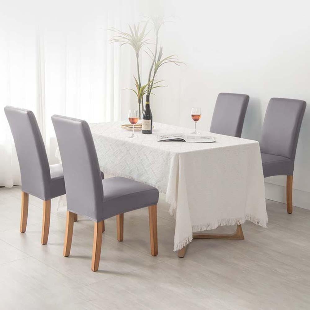 Simple Elastic PU Chair Cover Waterproof Anti-dirty Solid Color Seat Protection Oil Proof All-wrap Wear for Chairs Family Dinner