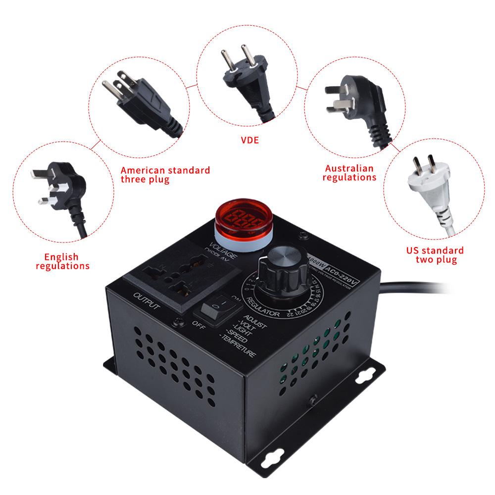 220V Stepless 4KW Ceiling Fan Speed & Temperature Control Switch with Dimming and Angle Grinder Reducer