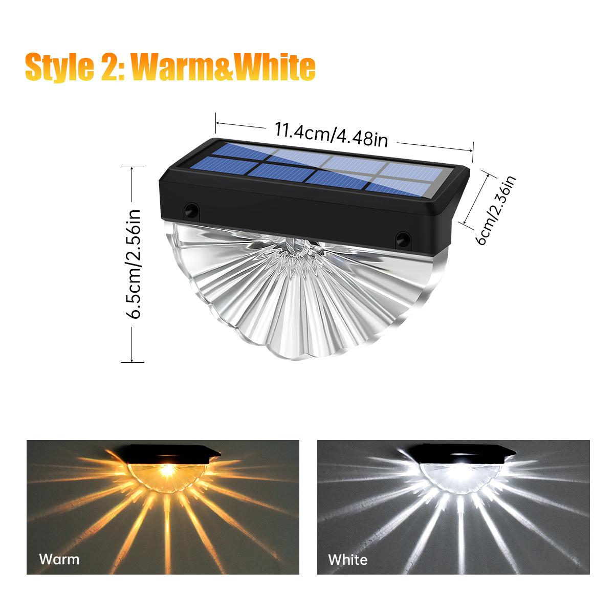 

2 шт. Солнечные палубные светильники, наружные водонепроницаемые светодиодные светильники для патио, лестниц, двора, садовой дорожки, ограждений, теплый белый/изменение цвета 2pcs теплый белый