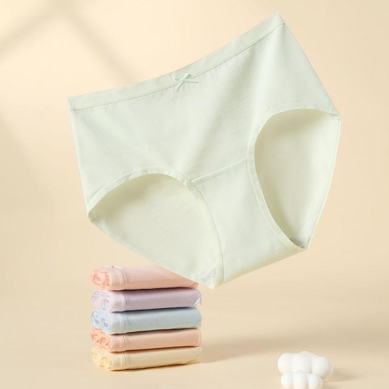 Fentenggan [Class A 10A Antibacterial] 6-pack high waisted triangular underwear for women with extended pure cotton crotch, European style