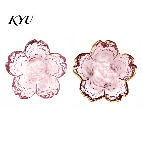 Elegant Food Plating Dish Mini Glass Cherry Blossom Sauce Dish, Japanese Style Seasoning Plate, 60ml Versatile Bowl for Snacks Capacity, Frosted