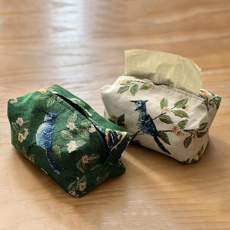 Retro Paper Sets of Paper Towel Bag Cloth Art Suction Box Sitting Room Jacquard for Paper Bags Home Desktop Paper Bag