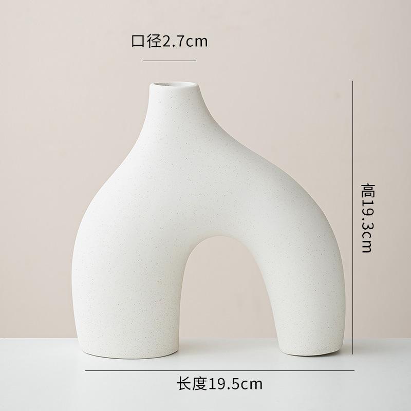 Bohemian Style, Three Piece Set, White, Ceramic Vase, Round, Geometric Design, Vase, Plain Fire, Set, New Vase